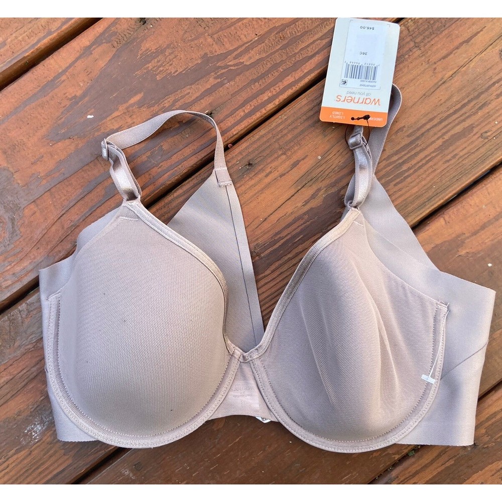 Warners Women's No Side Effects Comfort Underwire T-Shirt Bra Mink Size 36C NWT